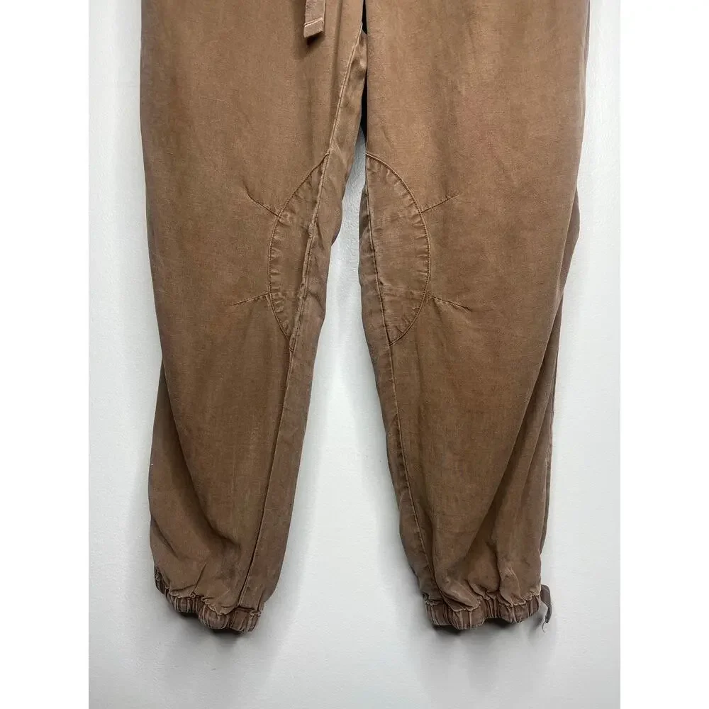 Pilcro Anthropologie Brown Linen‎ Blend Barrel Jogger Pants Brown Utility Boho M